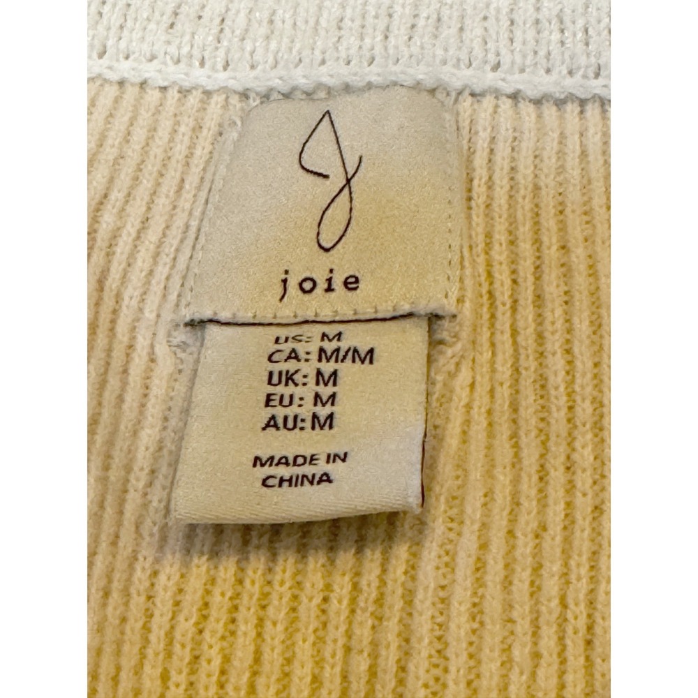 Joie Cream Ribbed Cotton Blend V-Neck Polo Sweater Medium - Picture 6 of 6